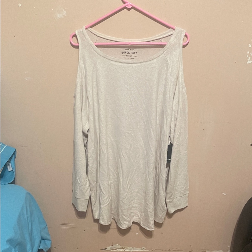 Torrid Cream Cold Shoulder Blouse